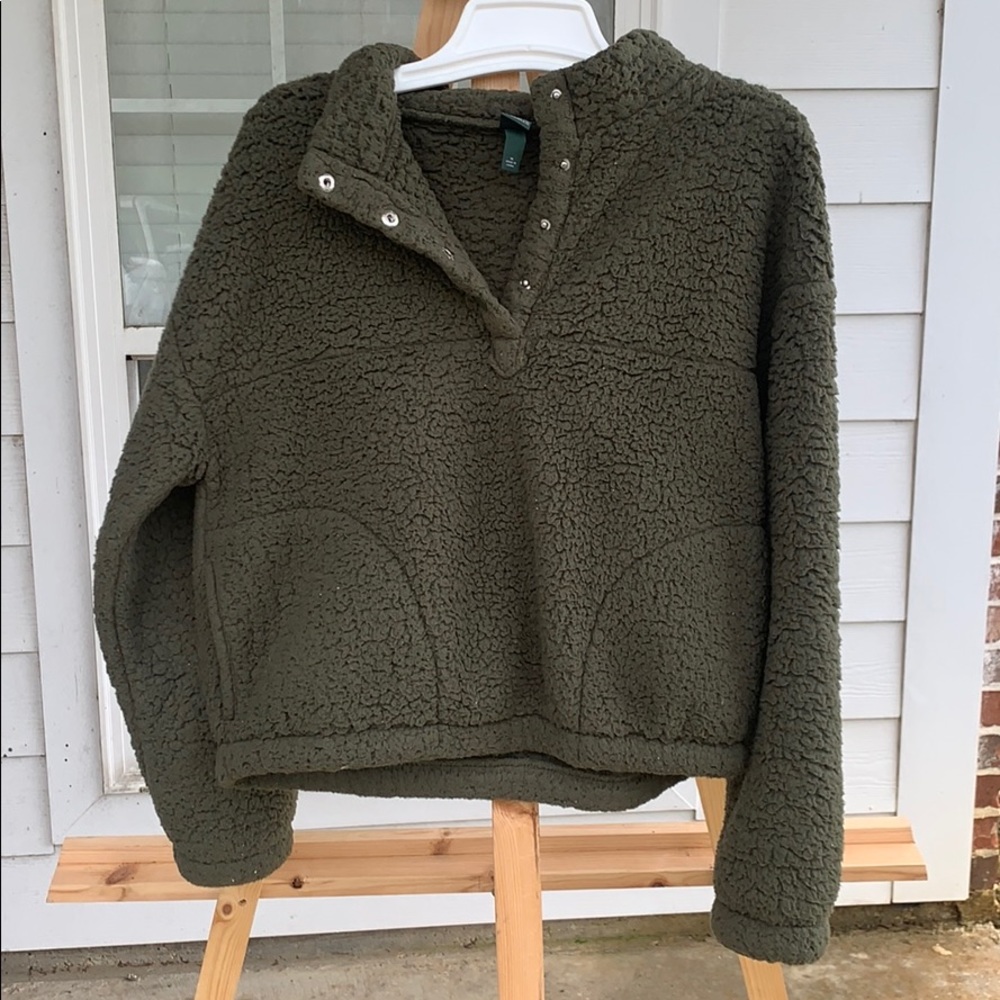 Wild fable Olive green cropped Sherpa jacket